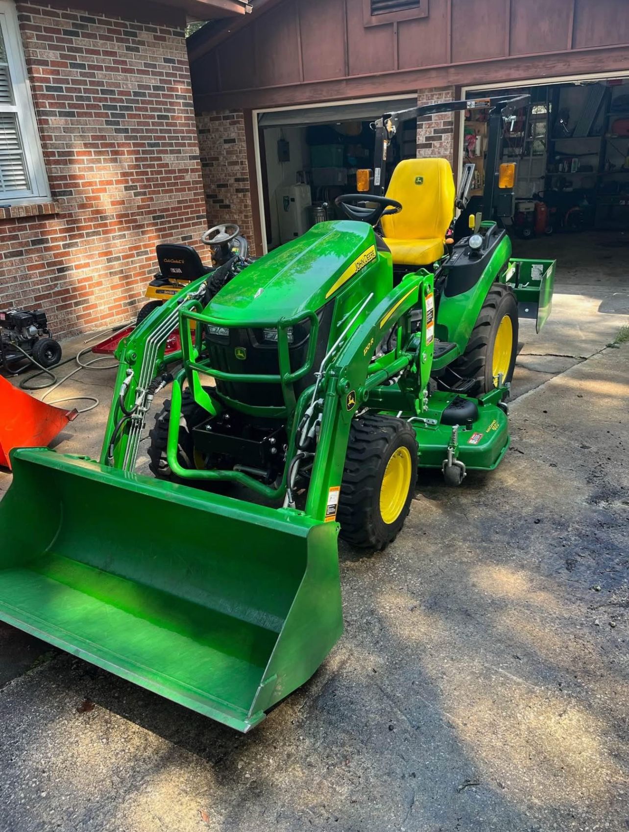 John Deere Tractor 2025R Mower Front End Loader